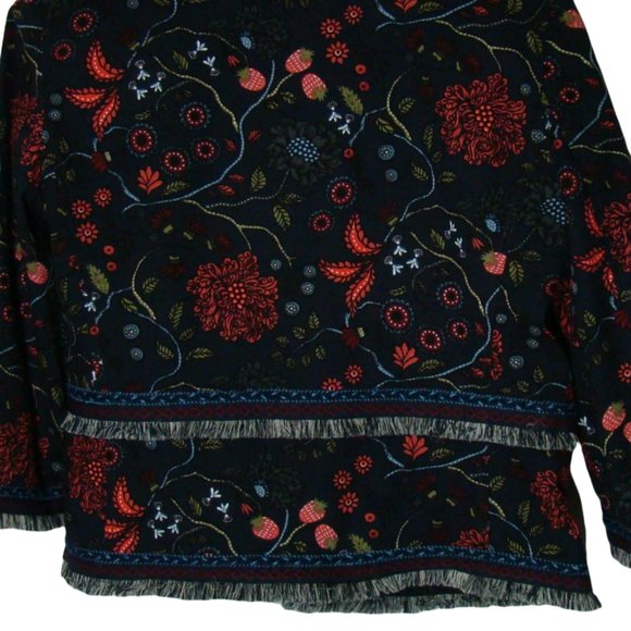LOFT Primavera Strawberry Floral Fringe Blazer Size 14 - Picture 8 of 12